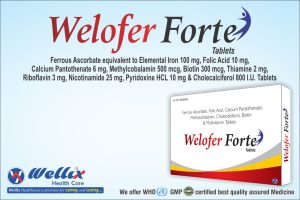 Ferrous Ascorbate equivalent to Elemental Iron 100 mg., Folic Acid 10 mg, Calcium Pantothenate 6 mg, Methylcobalamin 500 mcg, Cholecalciferol 800 I.U., Biotin 300 mcg, Thiamine 2 mg, Riboflavin 3 mg. Nicotinamide 25 mg, Pyridoxine HCL 10 mg Tablets