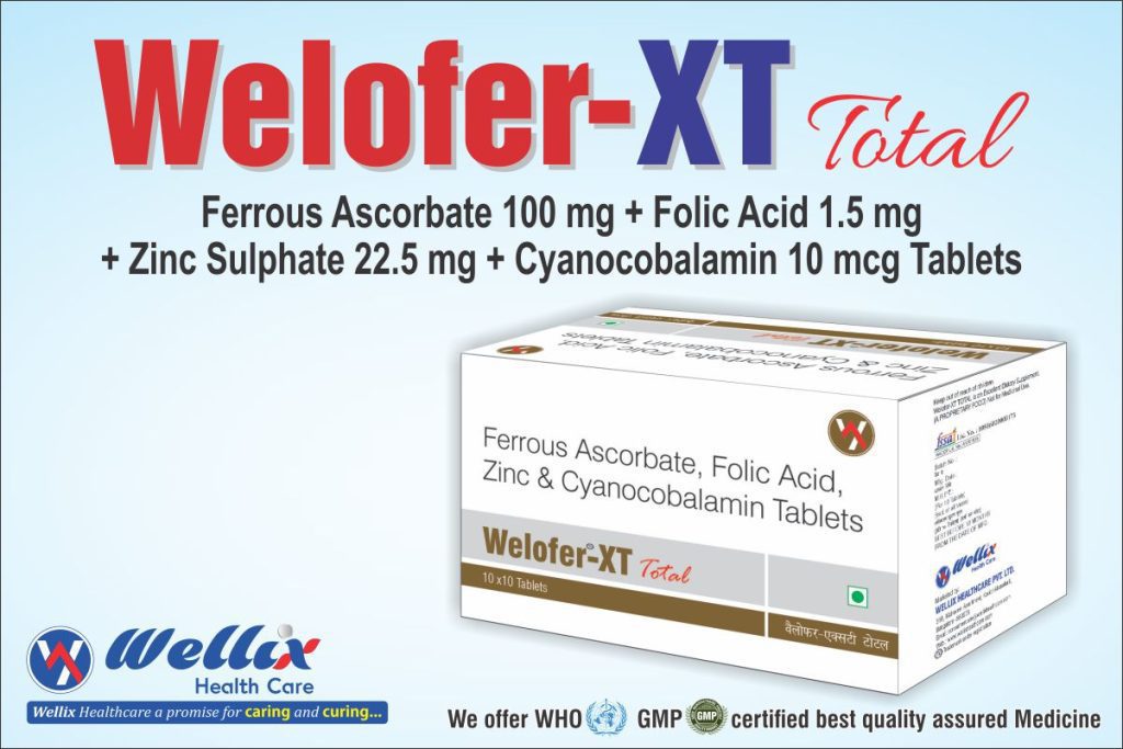 Ferrous Ascorbate 100 mg + Folic Acid 1.5 mg + Zinc Sulphate 22.5 mg Cyanocobalamin 10 mcg Tablets